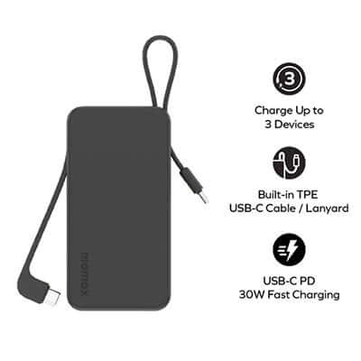 Momax 1-Power Vital+ Power Bank 10000mAh With 2 Built-In USB-C Cables Executive Corporate Gifts Singapore