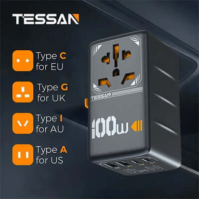TESSAN 100W Fast Charging Adaptor with 2 USB C & 2 USB Charging Ports Corporate Gifts Singapore