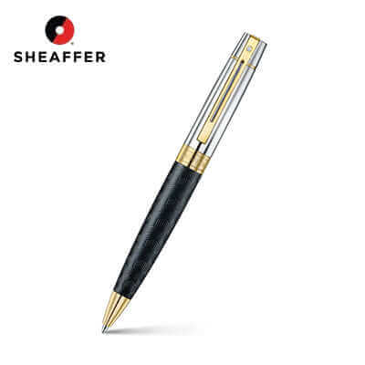 Sheaffer Engraved Black Ballpoint Pen with Chrome Cap and Gold Trims Corporate Gifts Singapore