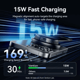 Vention Wireless Car Mount Charger 15W with 15W fast charging and magnetic alignment for optimal device safety.