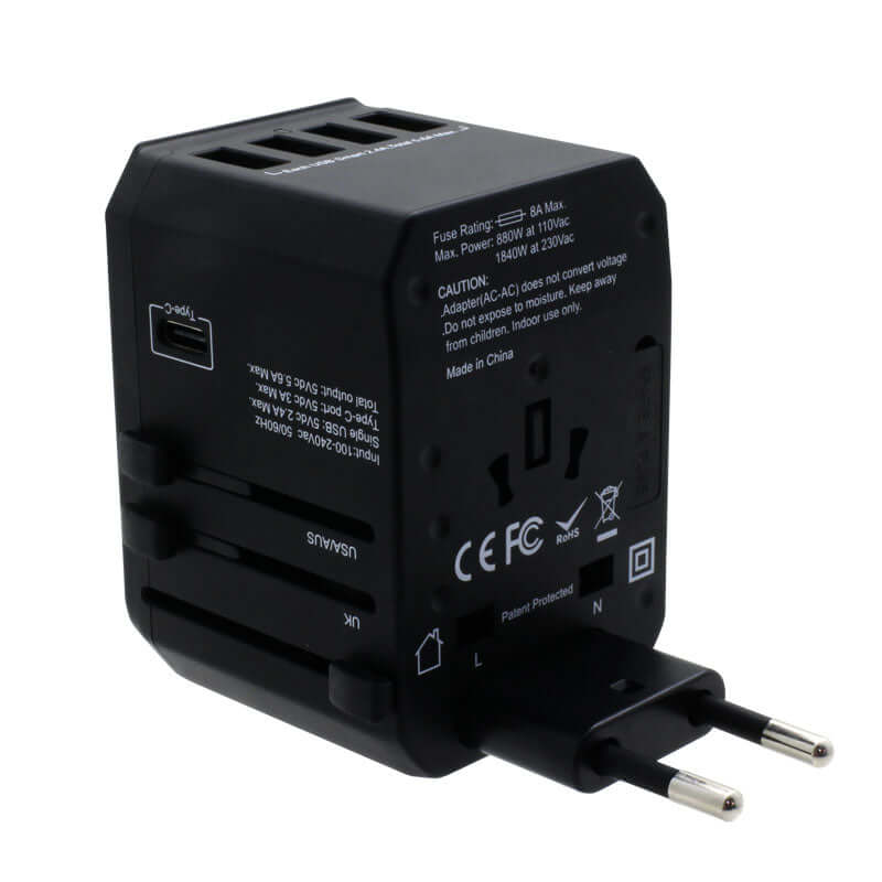 Valore Universal Travel Adaptor with 4 USB + 1 Type-C Output (AC57) Executive Corporate Gifts Singapore