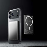 Remax CX08 Magnetic Wireless Charging Powerbank 5000mAh alongside a smartphone with wireless charging feature.