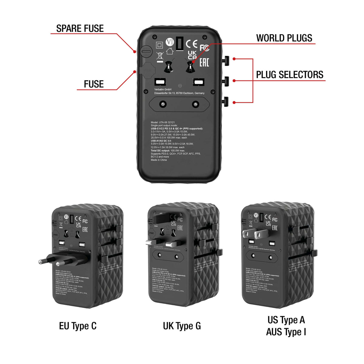 Verbatim 32121 GaN III 100W Universal Travel Adapter Executive Corporate Gifts Singapore