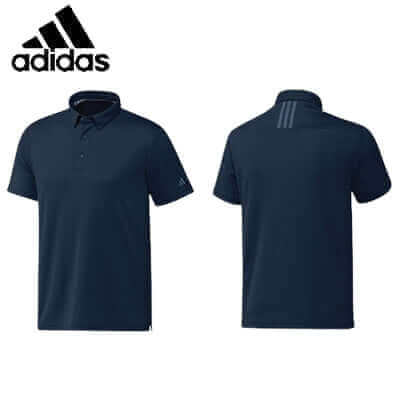 Adidas M SS Polo-T Shirt in navy blue showcasing front and back views with Adidas logo.