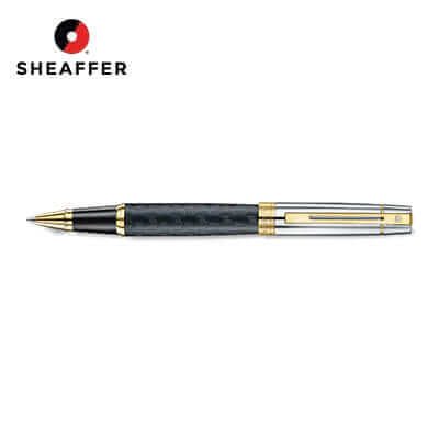Sheaffer Engraved Black Rollerball Pen with Chrome Cap and Gold Trims Corporate Gifts Singapore