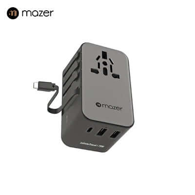 Mazer Infinite PD70W Gan Universal Travel Charger With Built-in USB C Cable Executive Corporate Gifts Singapore