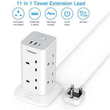 TESSAN Extension Cord Tower 8 Ways with 2 USB-A & 1 USB-C Ports Corporate Gifts Singapore