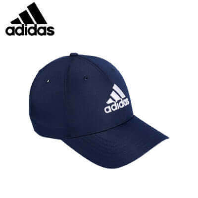 adidas Performance Hat in navy blue with white logo, perfect for outdoor activities and sun protection.