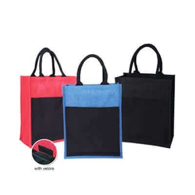 Jute Tote Bag with Canvas Pocket Executive Corporate Gifts Singapore