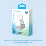 Vention 15W Magnetic Wireless Charger Stand with MagSafe packaging box on a light blue background.