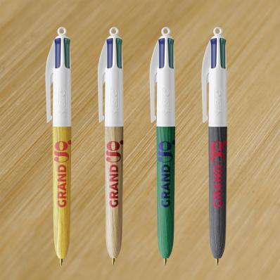 BIC 4 Colours Wood Style Ballpoint Pen Corporate Gift Singapore