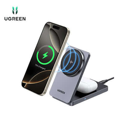 UGREEN MagFlow Qi2 2-in-1 MagSafe Charger 15W Corporate Gift Singapore