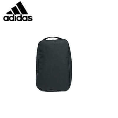 Adidas Grey Golf Shoe Bag displayed in black color, perfect for golfers seeking style and practicality.