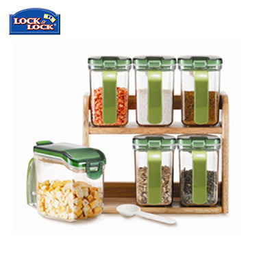 Lock & Lock Slim Seasoning Case 6pcs Set with Wooden Rack Executive Corporate Gifts Singapore
