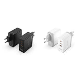 Vention 3-Port USB (C+C+A) GaN Charger 100W in black and white, perfect for charging multiple devices simultaneously.