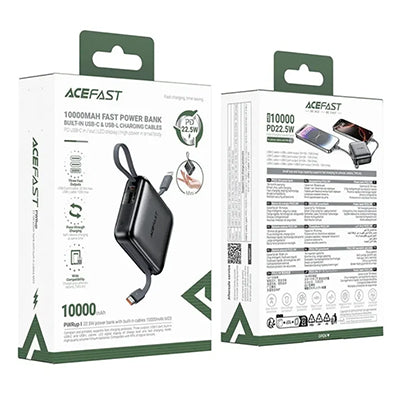Acefast M23 Power Bank 10000mAh PD 22.5W Built-In Dual Cables CCC Certified