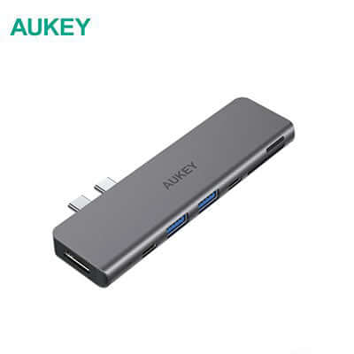 Aukey CB-C76 Type C to USB 3.0 7-in-1 Thunderbolt 3 Hub Executive Gifts Singapore