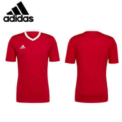 adidas Entrada 22 Jersey in red, showcasing front and back views for comfortable athletic style.