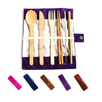 Eco-friendly 6 Pieces Bamboo Cutlery Set | AbrandZ Corporate Gifts