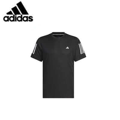 adidas Aeroready 3-Stripes Crewneck Tee in black, perfect for active lifestyles and gym wear.