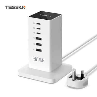TESSAN 30W Desktop 6-Port Charging Hub With USB C Corporate Gifts Singapore