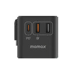 Momax 1-World+ 3-Port Travel GaN Charger With Built-in USB-C Cable 70W