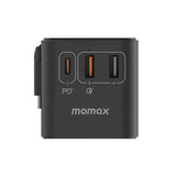 Momax 1-World+ 3-Port Travel GaN Charger With Built-in USB-C Cable 70W