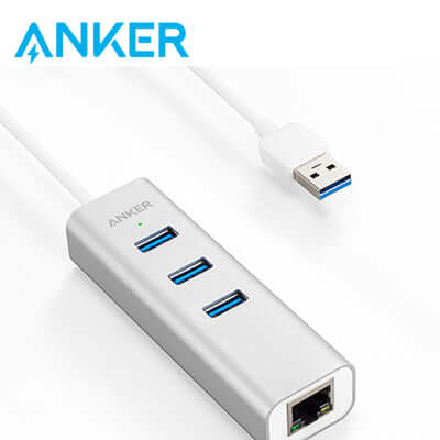 Anker Aluminum 3-Port USB 3.0 and Ethernet Hub Executive Gifts Singapore
