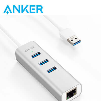 Anker Aluminum 3-Port USB 3.0 and Ethernet Hub | AbrandZ Corporate Gifts