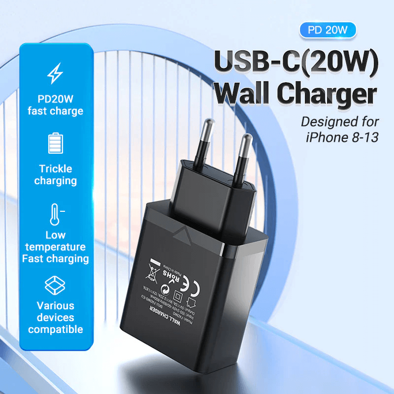 Vention 1-Port USB-C Wall Charger 20W for fast charging various devices and an essential corporate gift.
