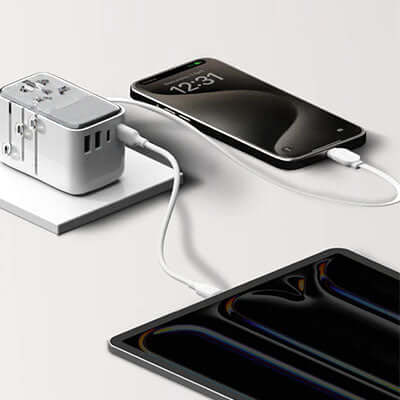 Momax 1-World+ Flow 4-Port Travel Charger With Built-In USB-C Cable 35W Executive Corporate Gifts Singapore