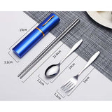 3pcs stainless steel cutlery set with folding chopsticks | AbrandZ Corporate Gifts