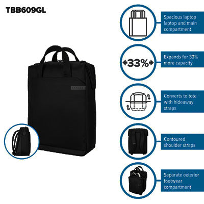 Targus 15"-16" Work+™ Convertible Daypack Executive Corporate Gifts Singapore