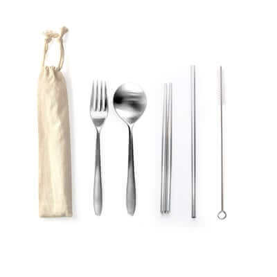 5 Pieces Stainless Steel Cutlery and Straw Set Executive Gifts Singapore