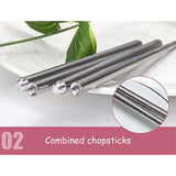 3pcs stainless steel cutlery set with folding chopsticks | AbrandZ Corporate Gifts