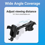 Vention Car Phone Mount with Triangular Point Fixation showing wide angle coverage and adjustable stretchable arm