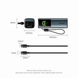 Vention 27000mAh Power Bank 200W with digital display and charging cables dimensions.