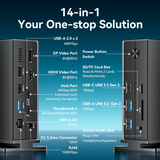 Vention 14-in-1 Thunderbolt 4 Docking Station rear view showcasing multiple ports and connectivity options.
