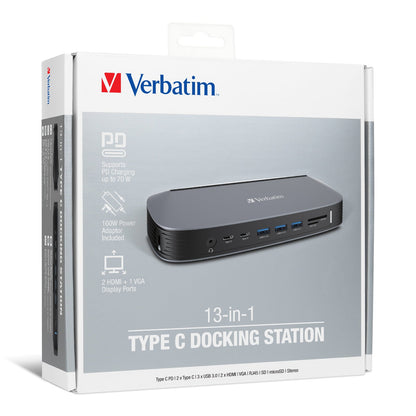 Verbatim 13-in-1 Type C Docking Station with AC Adaptor 100W Executive Gifts Singapore