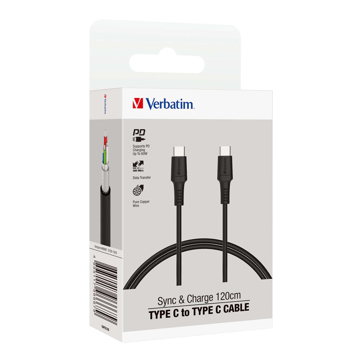 Verbatim Type C to Type C Sync & Charge Cable 66667 Executive Corporate Gifts Singapore
