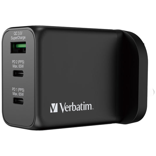 Verbatim 3 Port 65W PD 3.0 & QC 3.0 GaN Charger Executive Gifts Singapore