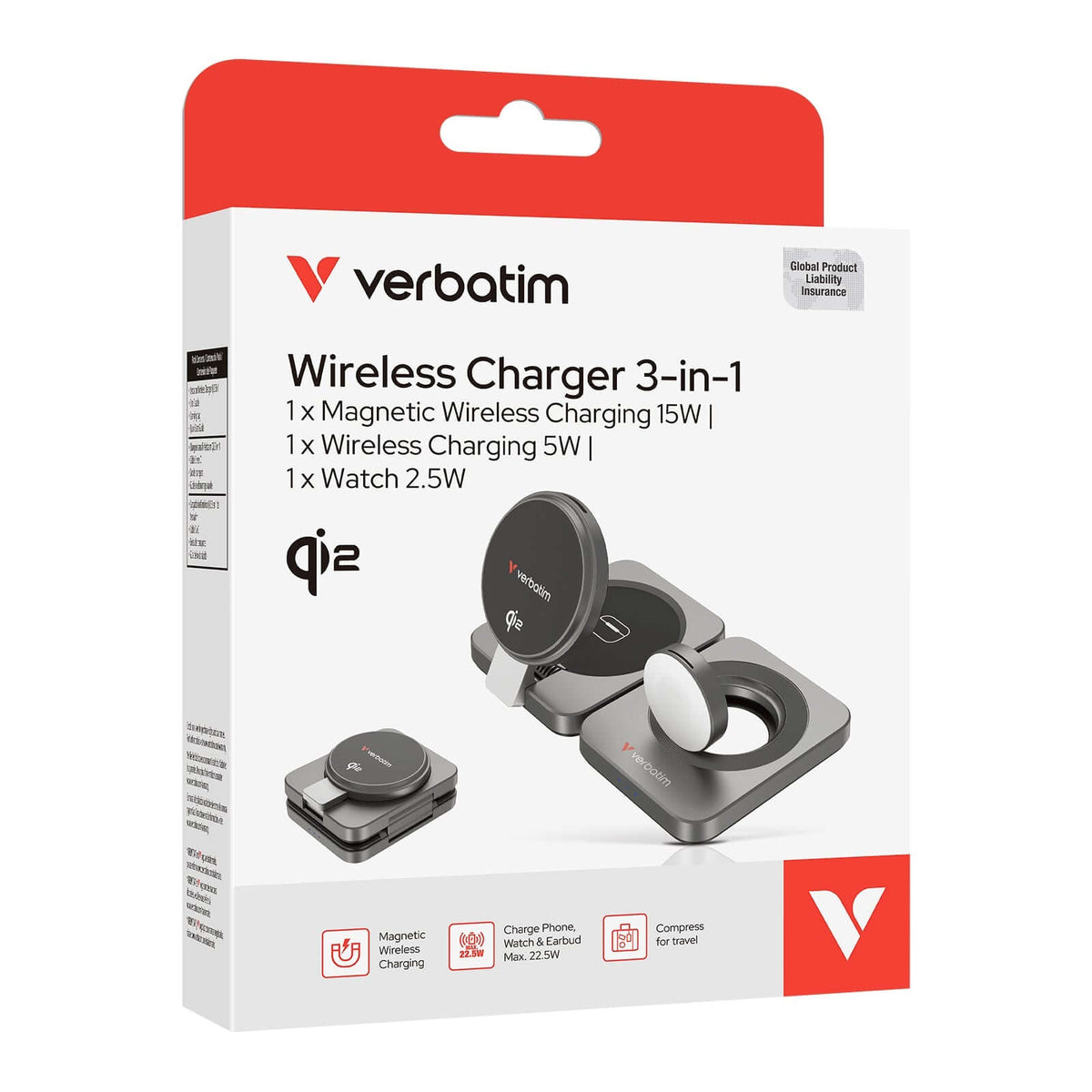 Verbatim 3-in-1 Qi2 Wireless Charger (WCDQi201) Executive Gifts Singapore