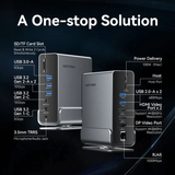 Vention 15-in-1 USB-C MST Docking Station with multiple ports and specifications for workspace organization and connectivity.