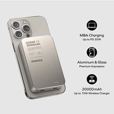 Momax Q.Mag X2 Magnetic Wireless Power Bank 20000mAh - Gen 2 Executive Corporate Gifts Singapore