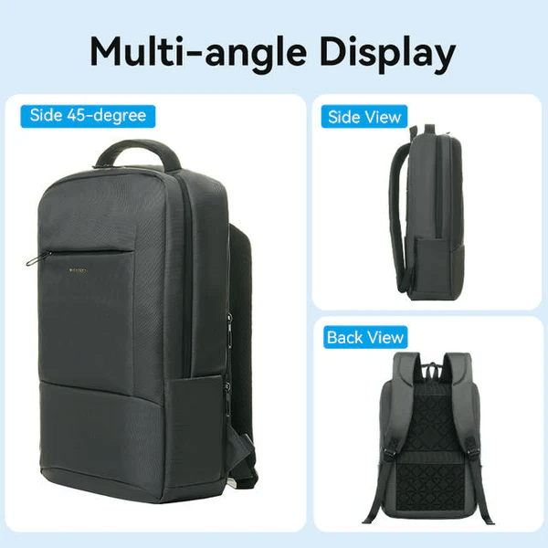 Vention 17.3 Inch Water-Repellent Laptop Backpack multi-angle display showing side, back, and 45-degree views.