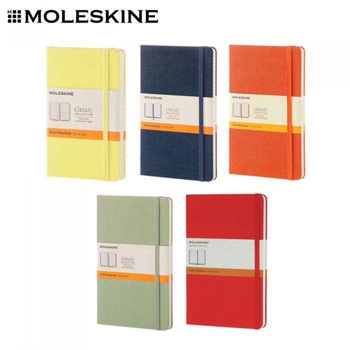 Moleskine Classic notebook catalogue colour examples with elastic closures and paper bands