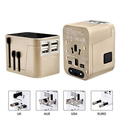 Sleek Travel Adaptor With 4 USB Port Executive Corporate Gifts Singapore
