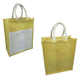 Eco Friendly Jute Tote Bag with Canvas Pocket | AbrandZ Corporate Gifts