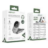 Acefast Desktop 3-in-1 Wireless Charger packaging showcasing three wireless charging areas for corporate gift use.
