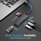 Vention 6-in-1 USB 2.0 Hub with SD/TF slots and power supply for seamless connectivity